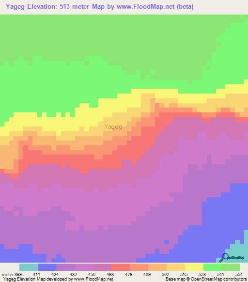 Yageg,Somalia Elevation Map