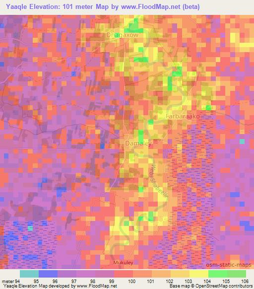 Yaaqle,Somalia Elevation Map