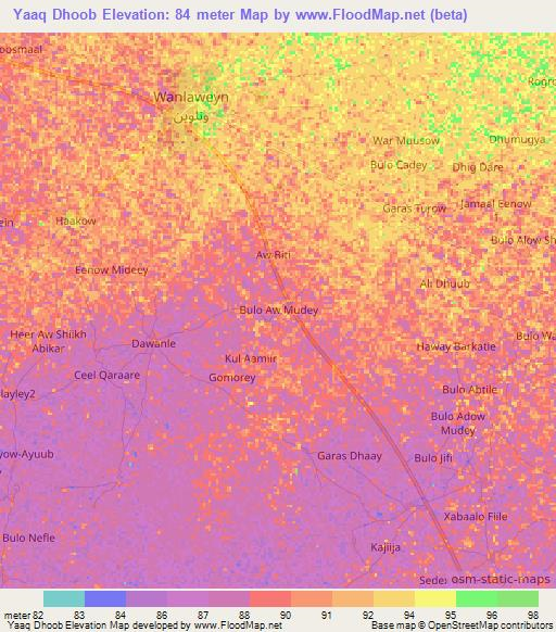 Yaaq Dhoob,Somalia Elevation Map
