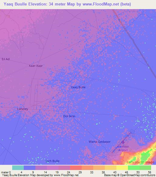 Yaaq Buulle,Somalia Elevation Map