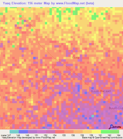 Yaaq,Somalia Elevation Map