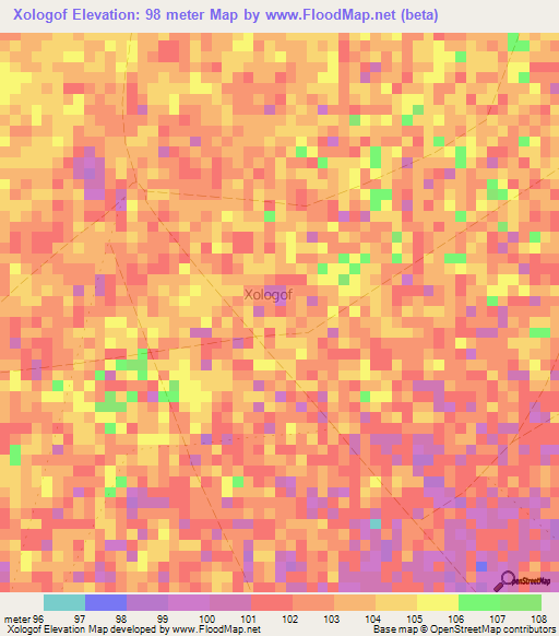 Xologof,Somalia Elevation Map