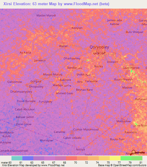 Xirsi,Somalia Elevation Map