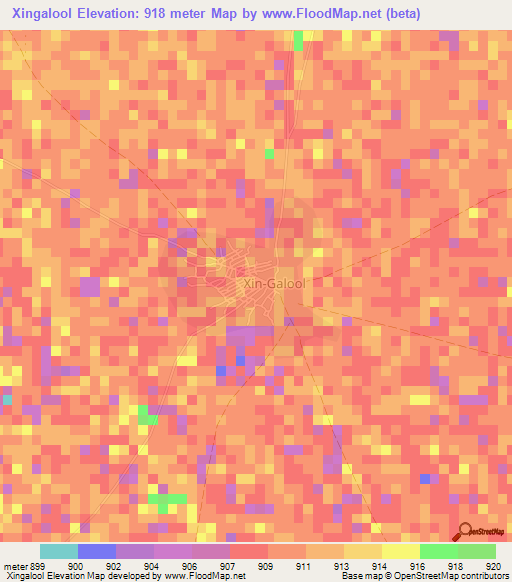 Xingalool,Somalia Elevation Map