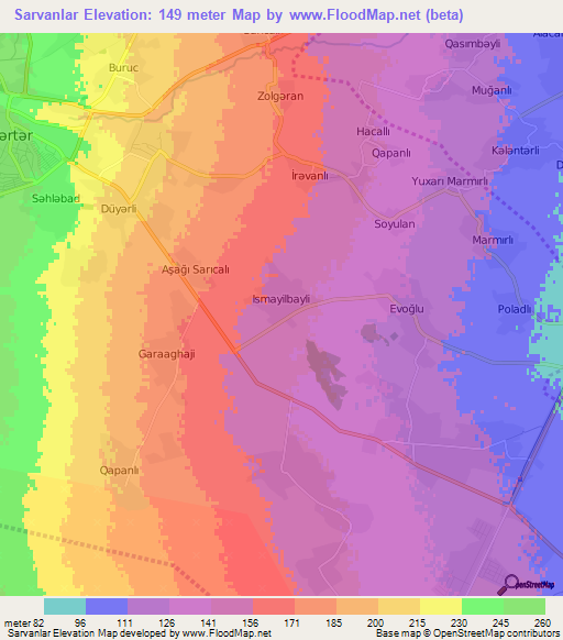 Sarvanlar,Azerbaijan Elevation Map