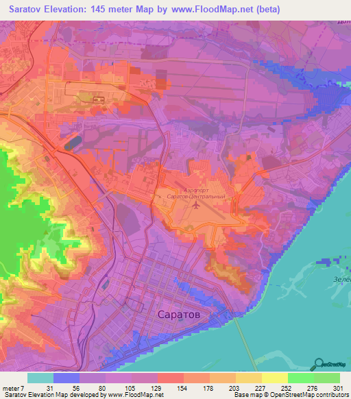 Saratov,Russia Elevation Map