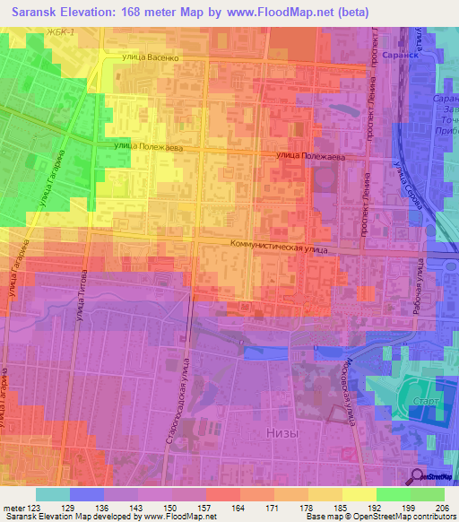 Saransk,Russia Elevation Map
