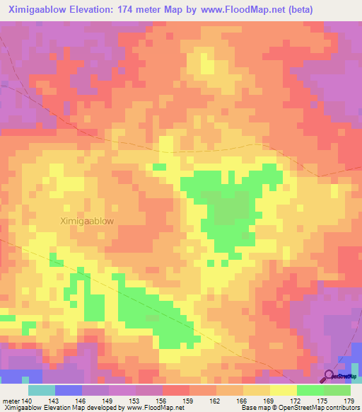 Ximigaablow,Somalia Elevation Map