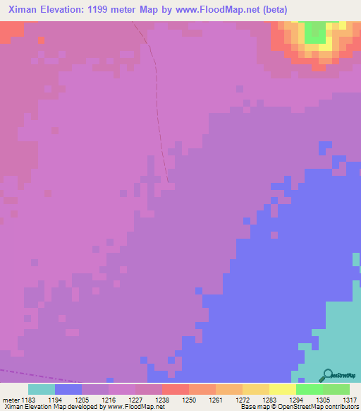 Ximan,Somalia Elevation Map
