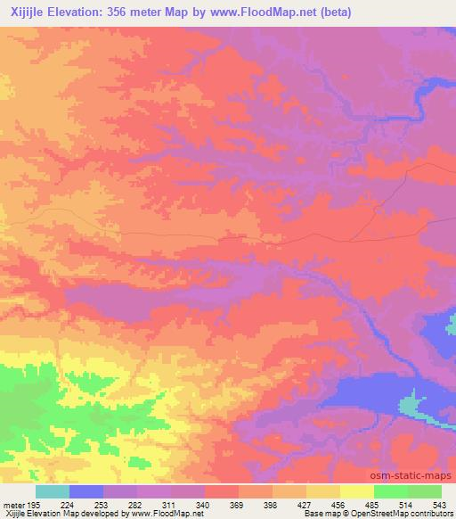 Xijijle,Somalia Elevation Map