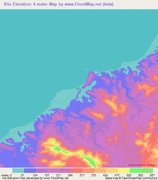 Xiis,Somalia Elevation Map
