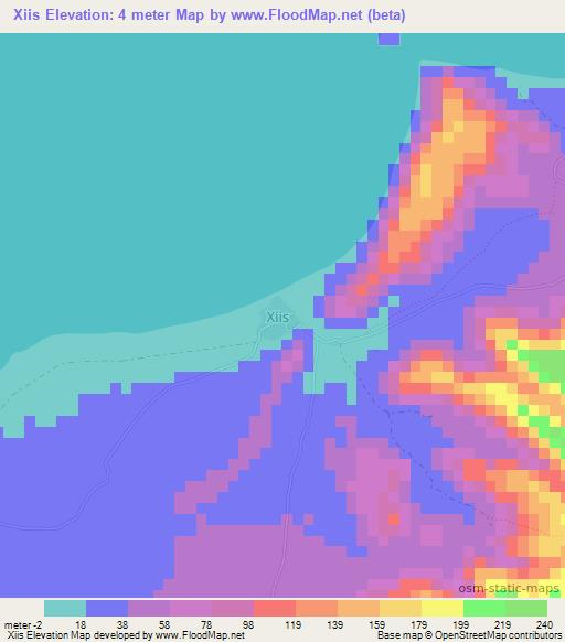 Xiis,Somalia Elevation Map