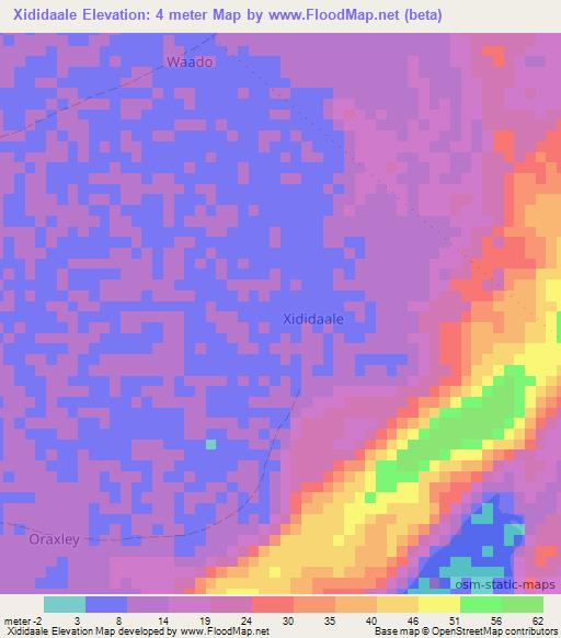 Xididaale,Somalia Elevation Map