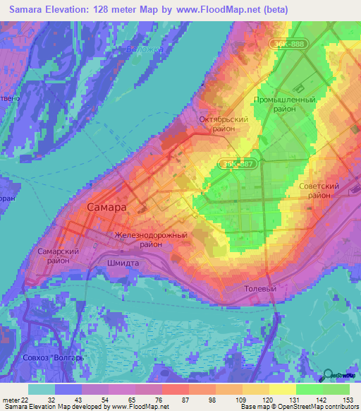 Samara,Russia Elevation Map