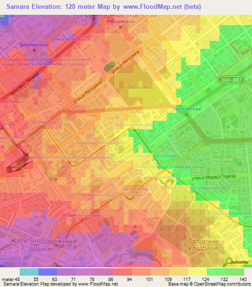 Samara,Russia Elevation Map