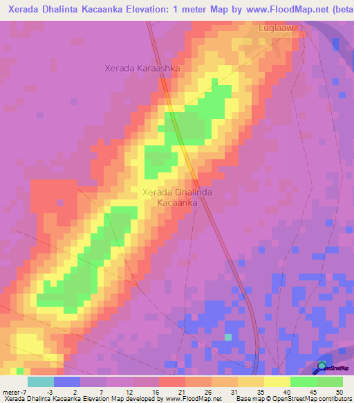 Xerada Dhalinta Kacaanka,Somalia Elevation Map