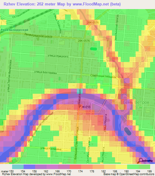 Rzhev,Russia Elevation Map