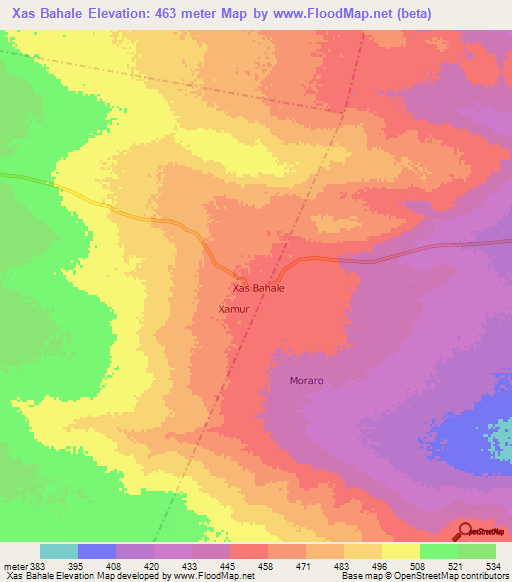 Xas Bahale,Somalia Elevation Map