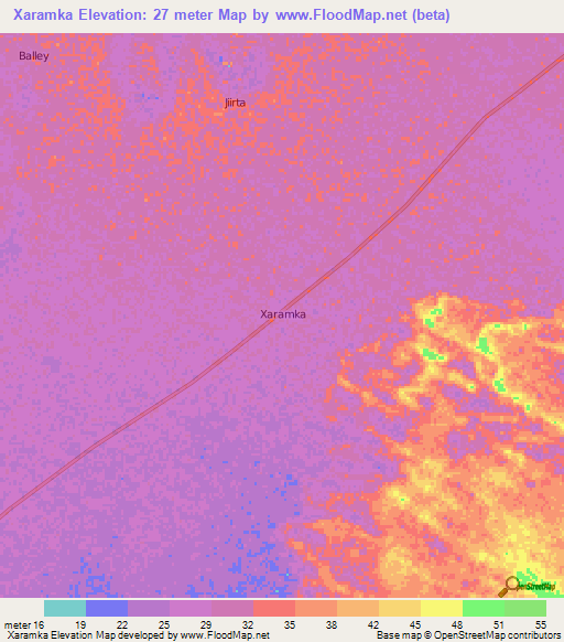 Xaramka,Somalia Elevation Map