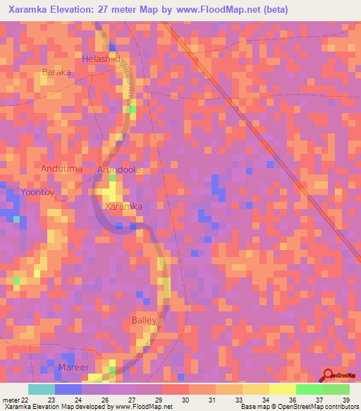 Xaramka,Somalia Elevation Map