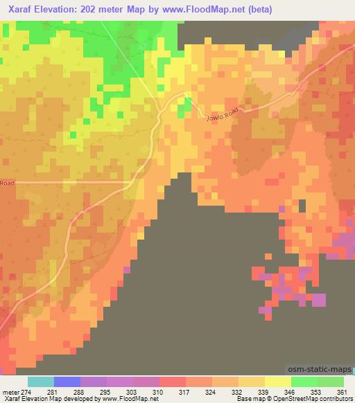 Xaraf,Somalia Elevation Map