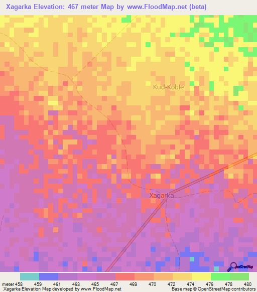 Xagarka,Somalia Elevation Map