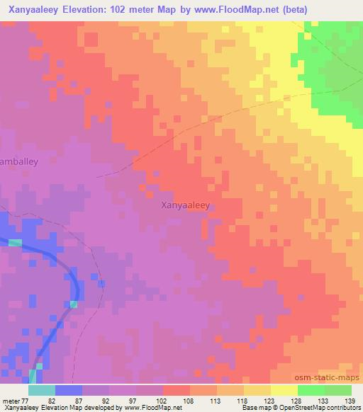 Xanyaaleey,Somalia Elevation Map