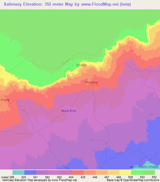 Xalimeey,Somalia Elevation Map