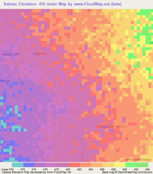 Xabsac,Somalia Elevation Map