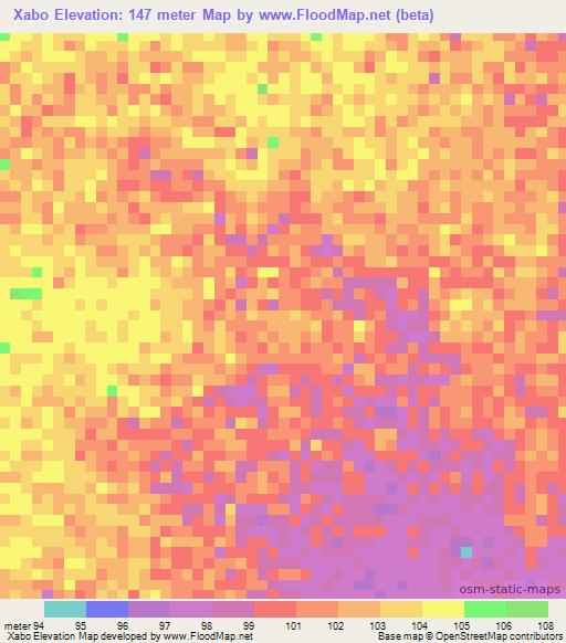 Xabo,Somalia Elevation Map