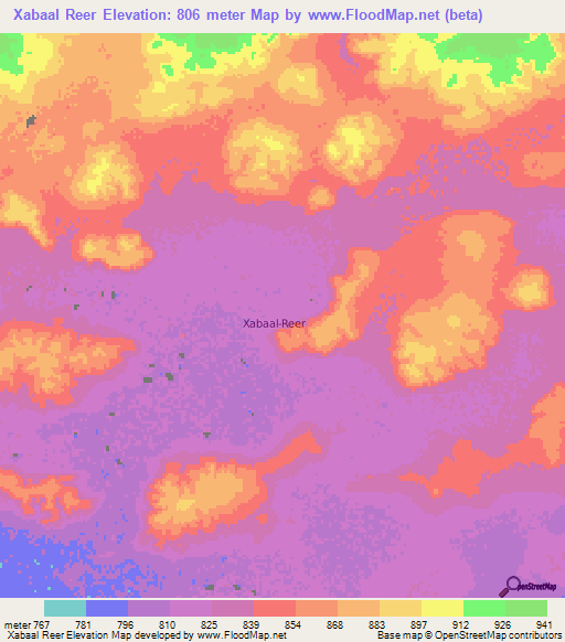 Xabaal Reer,Somalia Elevation Map