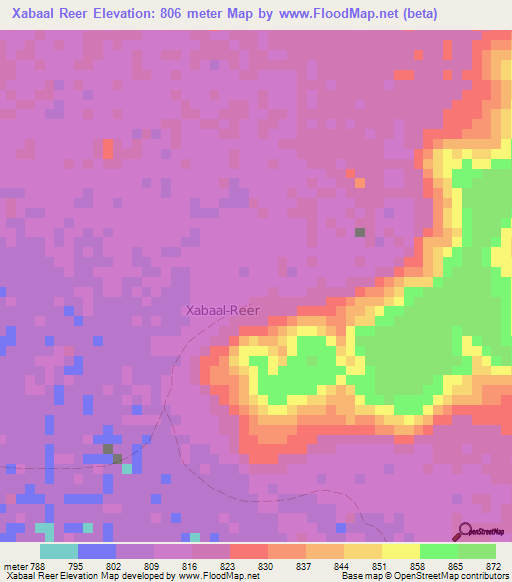 Xabaal Reer,Somalia Elevation Map