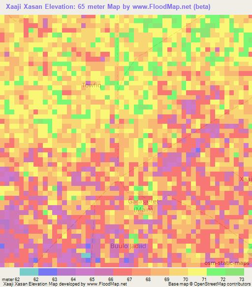 Xaaji Xasan,Somalia Elevation Map