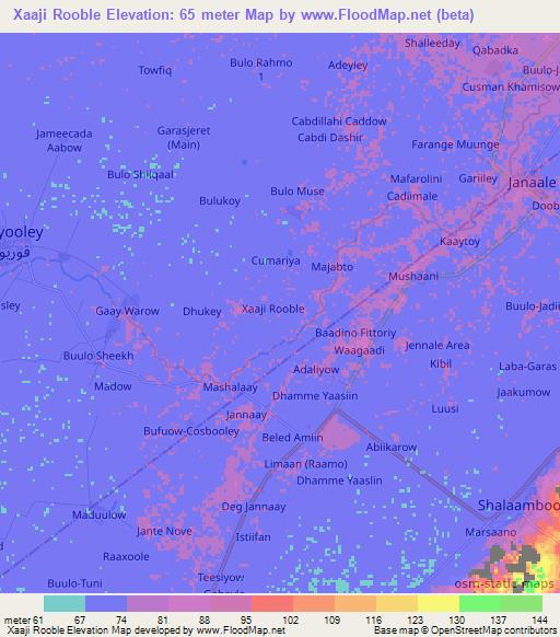 Xaaji Rooble,Somalia Elevation Map