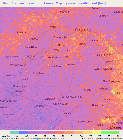 Xaaji Abuukar,Somalia Elevation Map