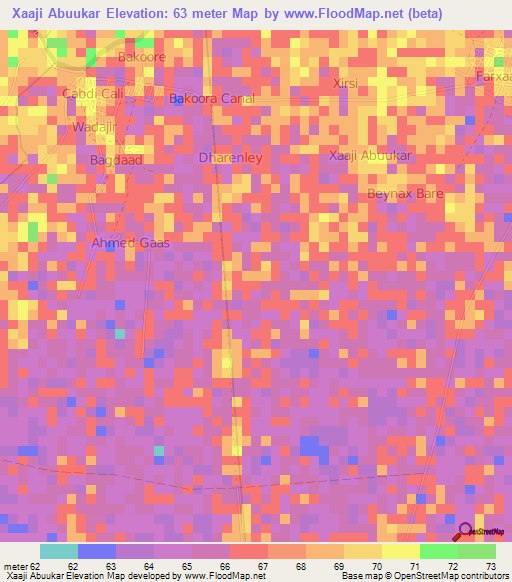 Xaaji Abuukar,Somalia Elevation Map