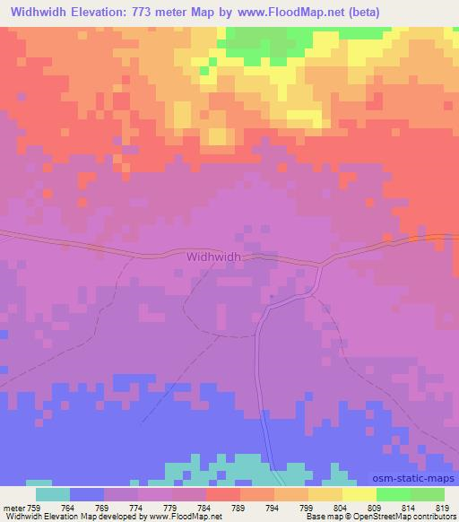 Widhwidh,Somalia Elevation Map
