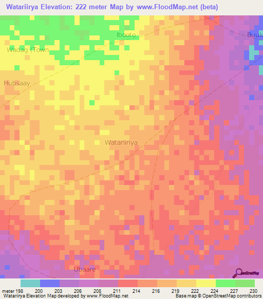 Watariirya,Somalia Elevation Map