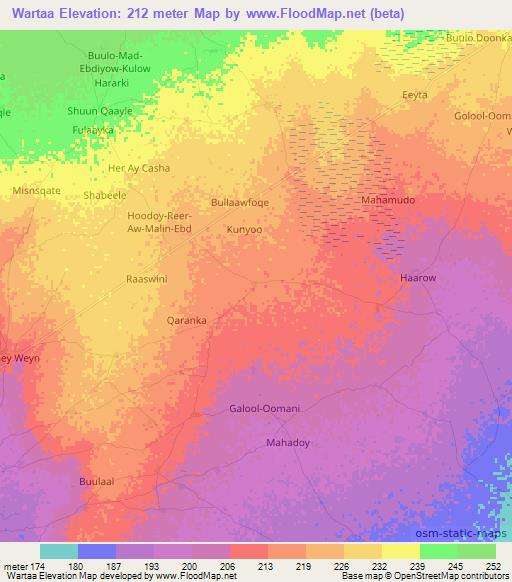 Wartaa,Somalia Elevation Map