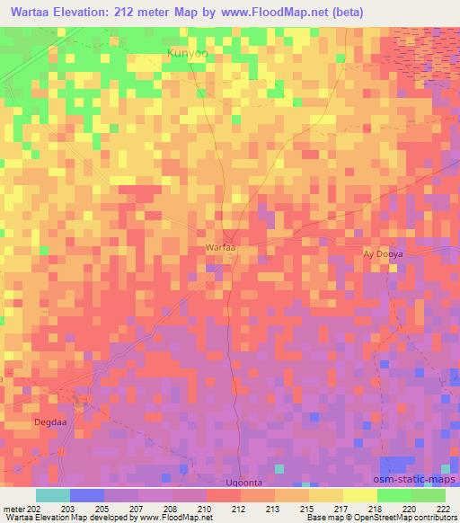 Wartaa,Somalia Elevation Map