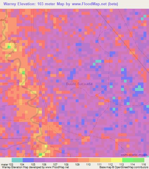 Warrey,Somalia Elevation Map