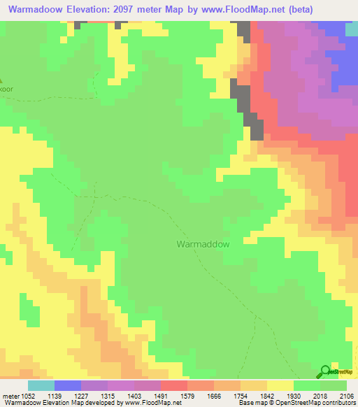 Warmadoow,Somalia Elevation Map