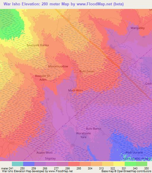 War Isho,Somalia Elevation Map
