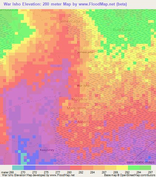 War Isho,Somalia Elevation Map