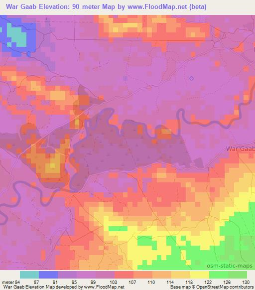 War Gaab,Somalia Elevation Map