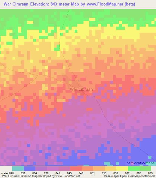 War Cimraan,Somalia Elevation Map