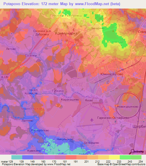 Potapovo,Russia Elevation Map