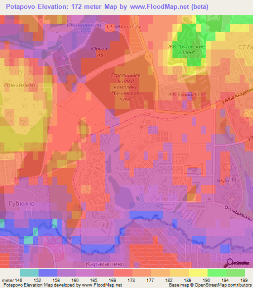 Potapovo,Russia Elevation Map