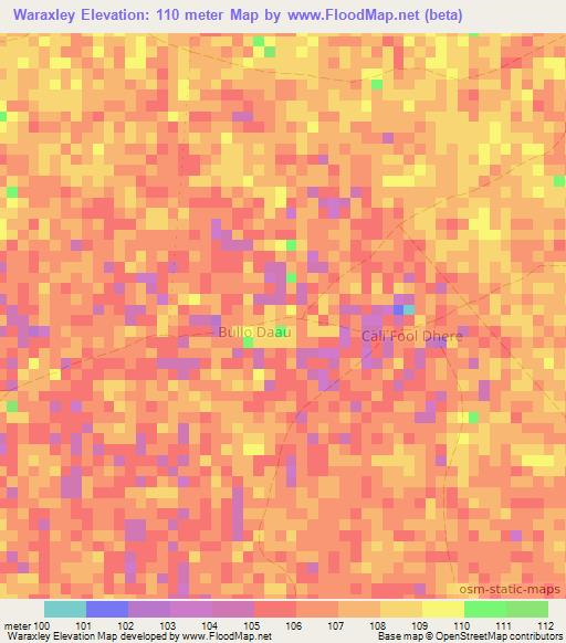 Waraxley,Somalia Elevation Map