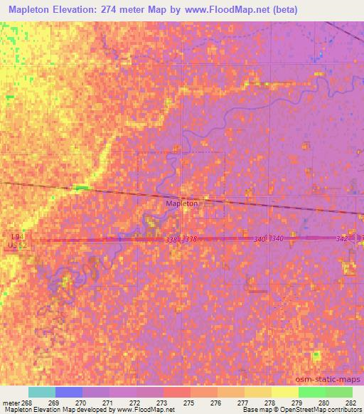 Mapleton,US Elevation Map